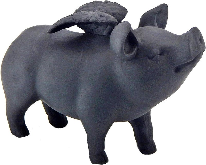 Bellaa 26096 Whimsical Flying Pig Statue Angel Hog Heaven Farmhouse Animal Cottage Country Lodge Home Decor Vintage Rustic Collectible 5 Inch Tall - Image 2